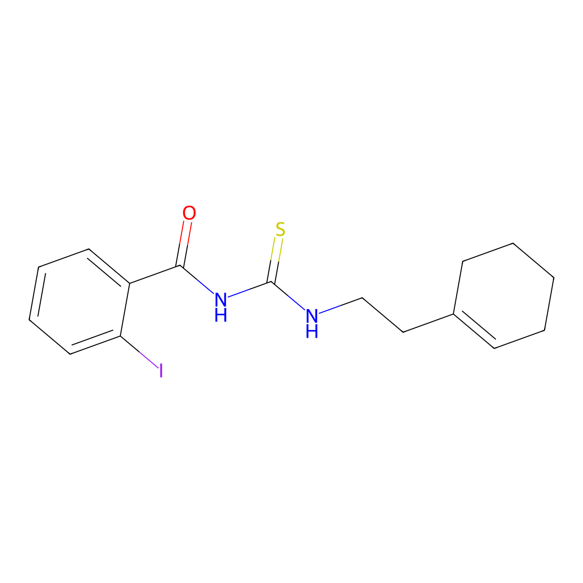 N-((2-(cyclohex-1-en-1-yl)ethyl)carbamothioyl)-2-iodobenzamide molecular structure, CAS 642953-05-7