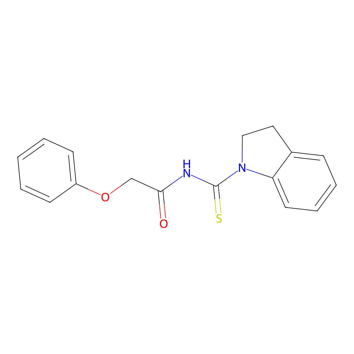 N-(2,3-dihydro-1H-indol-1-ylcarbonothioyl)-2-phenoxyacetamide molecular structure, CAS 642953-10-4