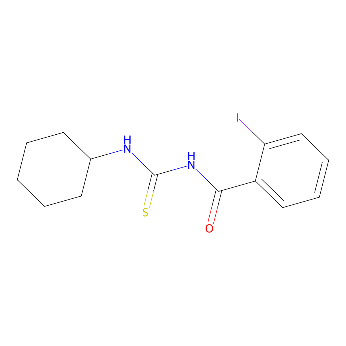 N-(cyclohexylcarbamothioyl)-2-iodobenzamide molecular structure, CAS 642953-11-5