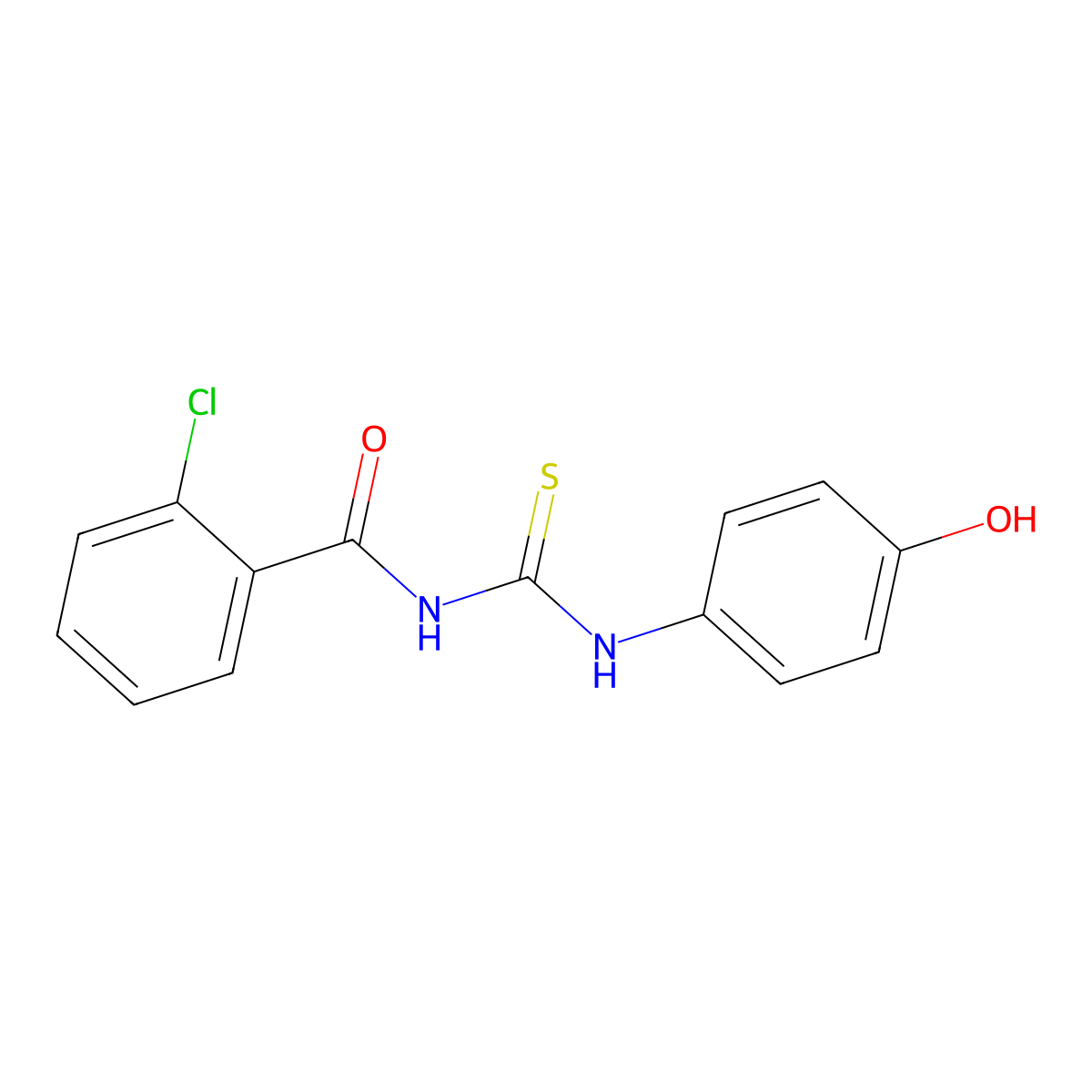 2-chloro-N-[(4-hydroxyphenyl)carbamothioyl]benzamide molecular structure, CAS 642953-31-9