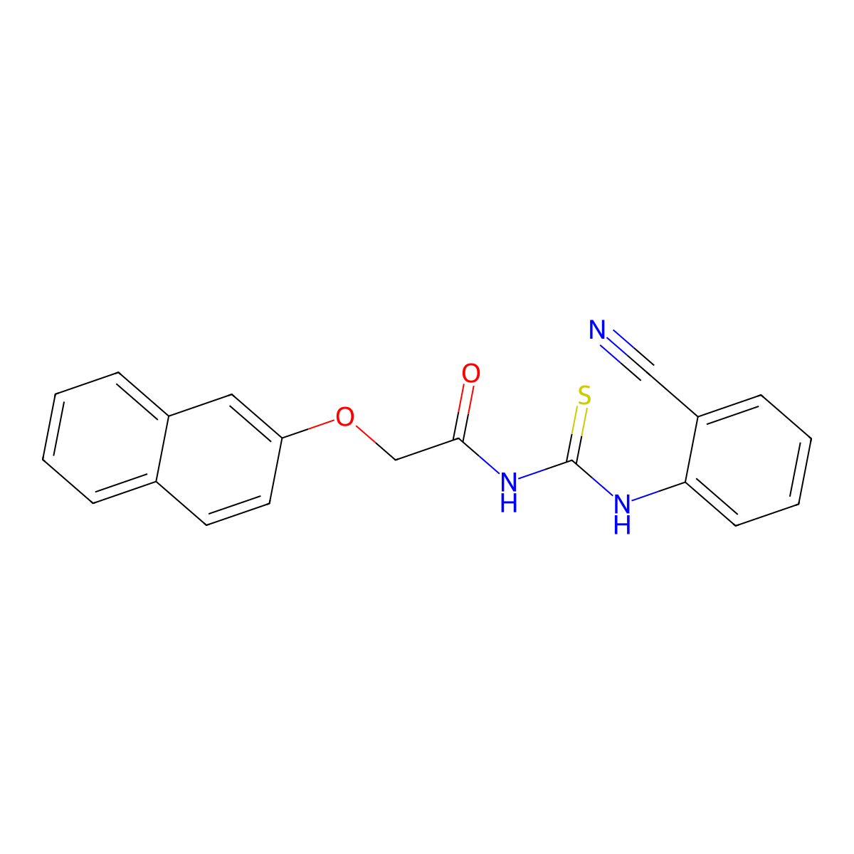 N-[(2-cyanophenyl)carbamothioyl]-2-naphthalen-2-yloxyacetamide molecular structure, CAS 642954-47-0
