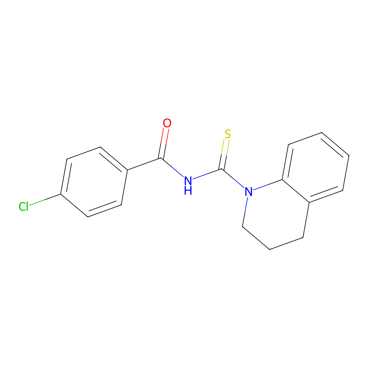 4-chloro-N-(3,4-dihydro-1(2H)-quinolinylcarbonothioyl)benzamide molecular structure, CAS 642954-58-3