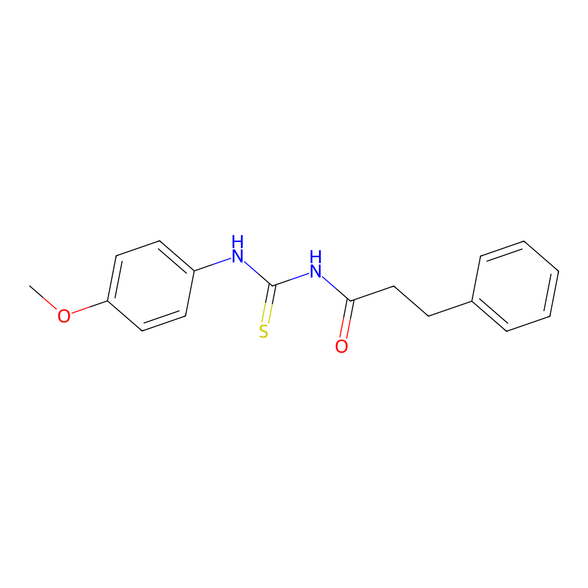 N-[(4-methoxyphenyl)carbamothioyl]-3-phenylpropanamide molecular structure, CAS 642955-00-8