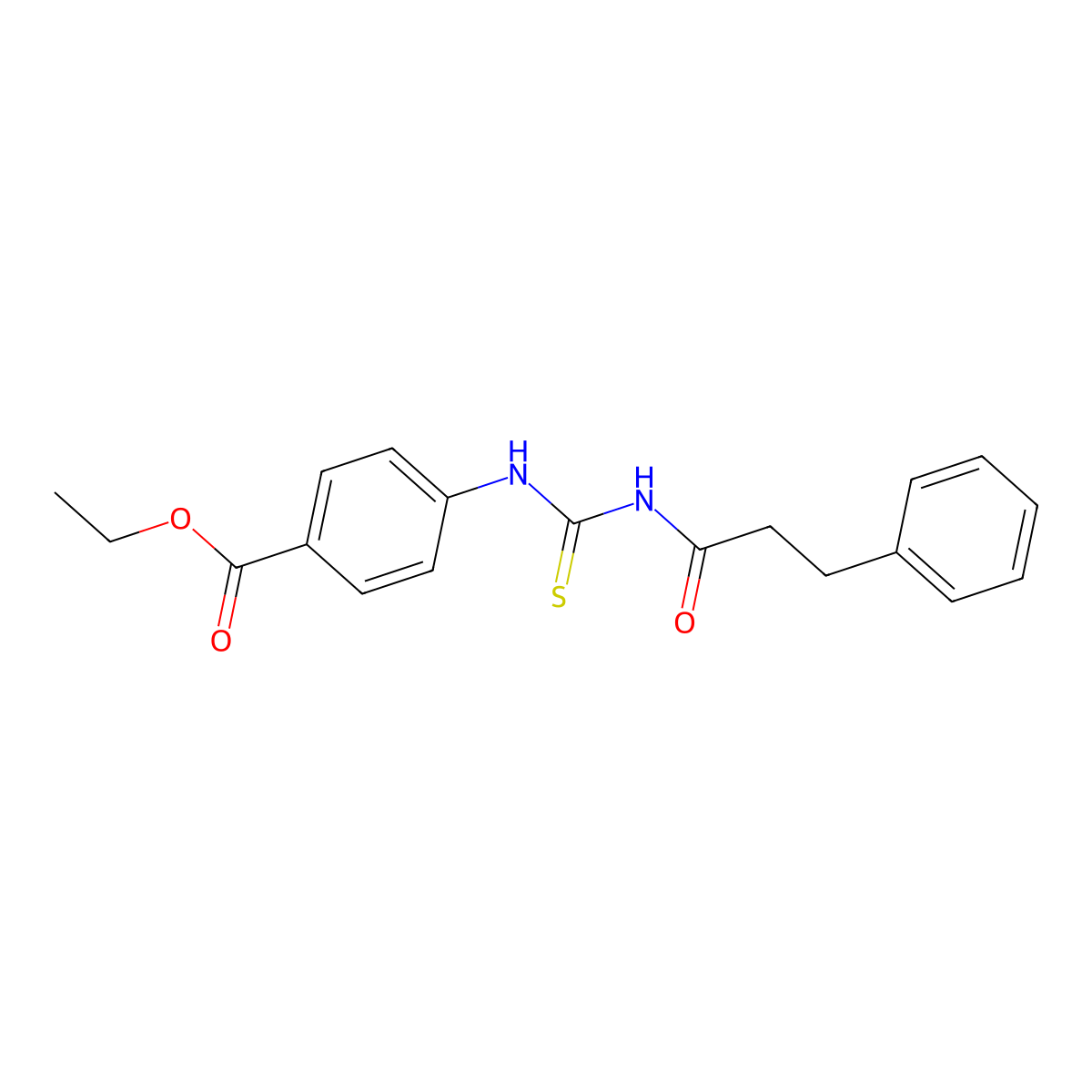 Ethyl 4-(3-phenylpropanoylcarbamothioylamino)benzoate molecular structure, CAS 642955-03-1