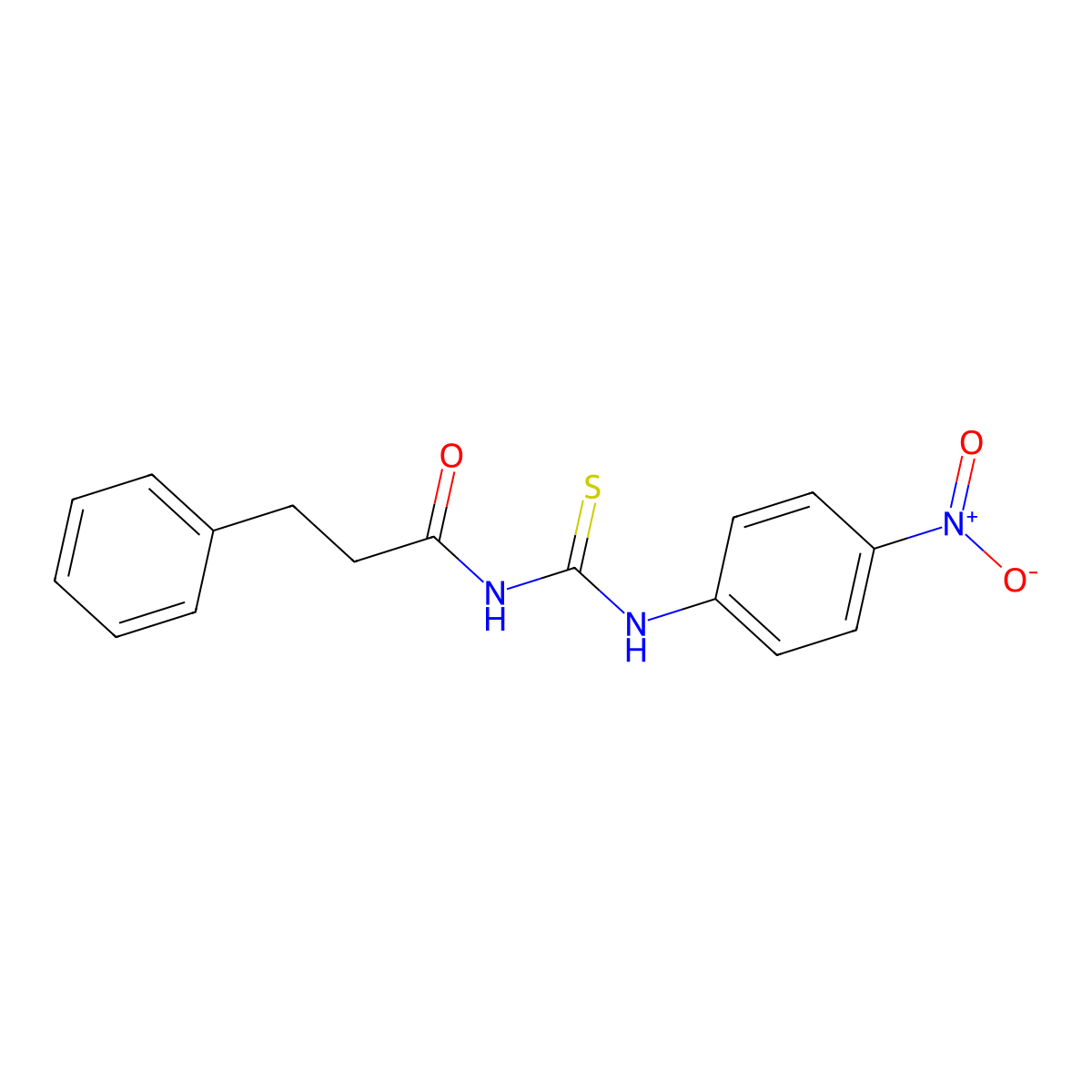 N-[(4-nitrophenyl)carbamothioyl]-3-phenylpropanamide molecular structure, CAS 642955-12-2