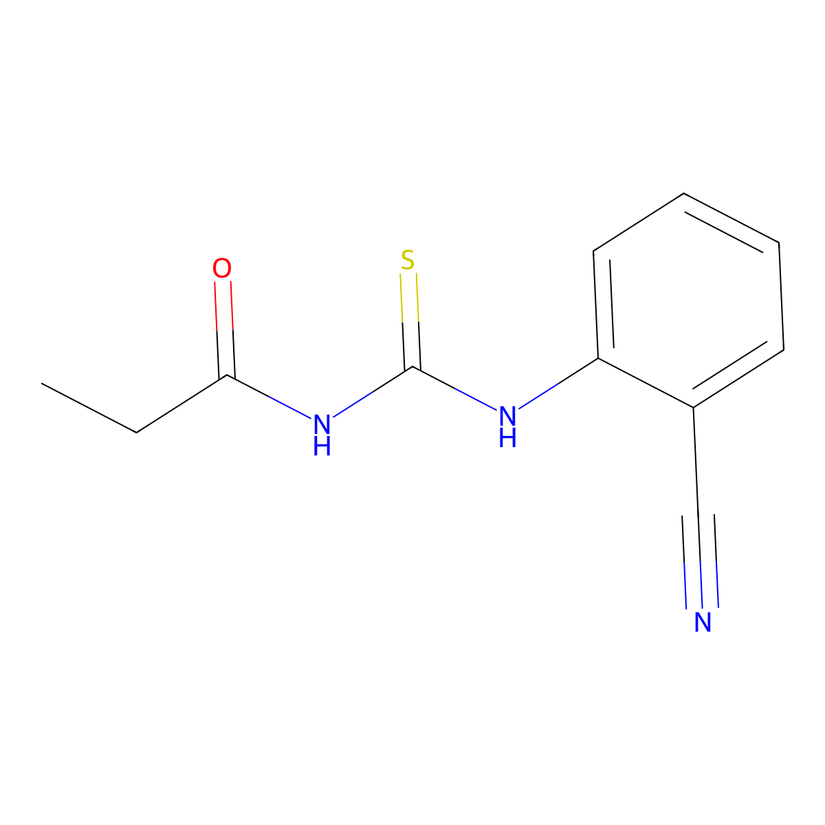 N-[(2-cyanophenyl)carbamothioyl]propanamide molecular structure, CAS 642955-81-5