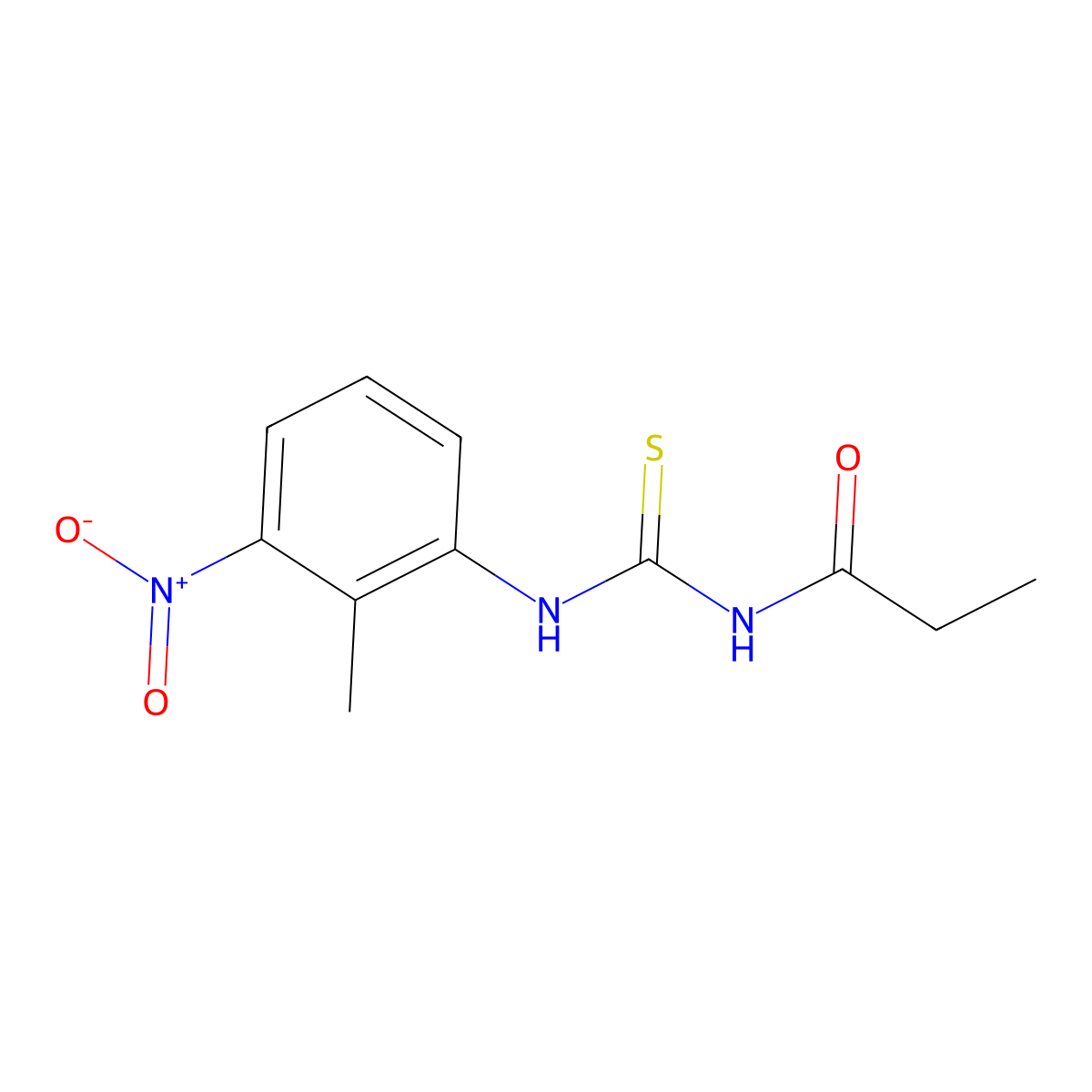 N-[(2-methyl-3-nitrophenyl)carbamothioyl]propanamide molecular structure, CAS 642955-91-7