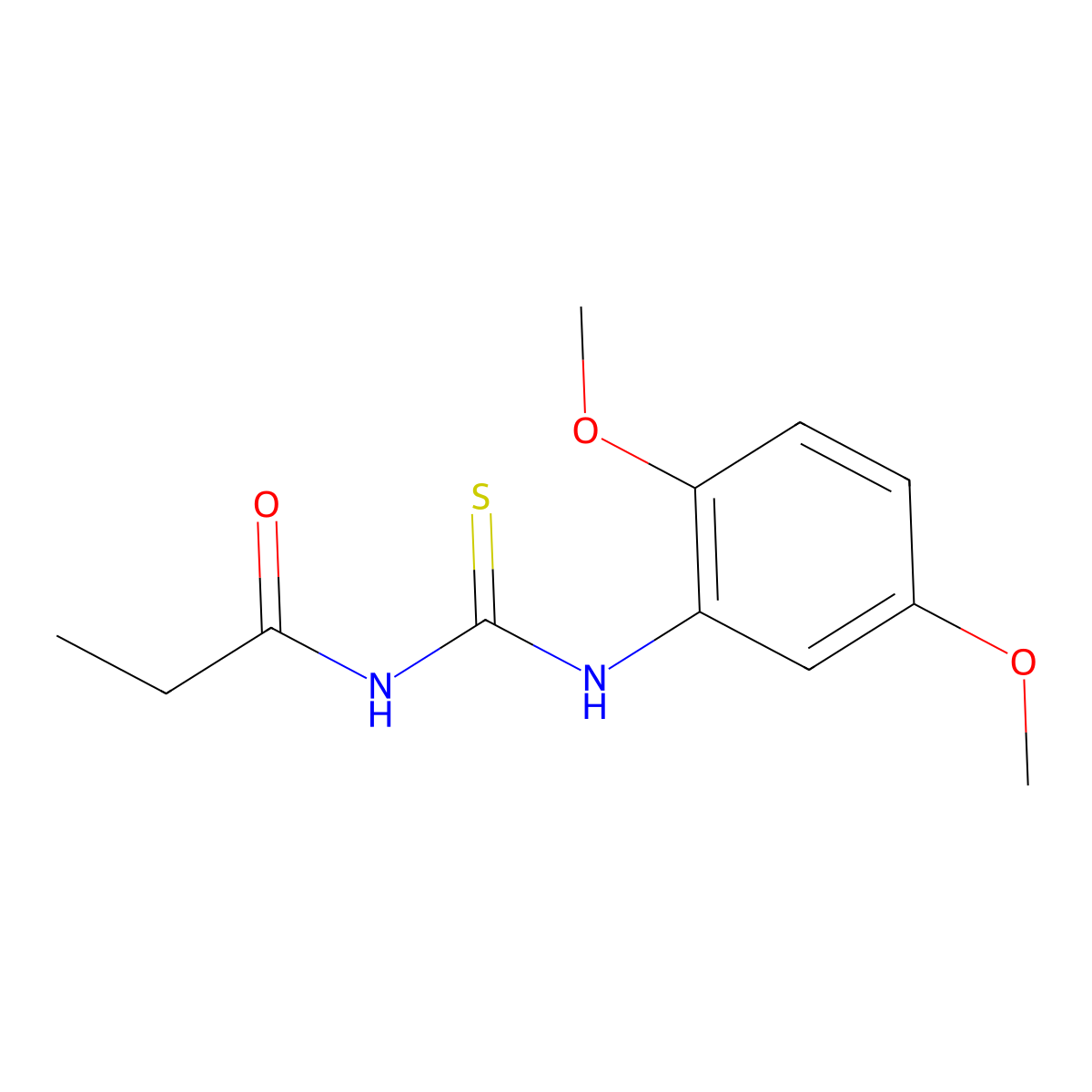 N-[(2,5-dimethoxyphenyl)carbamothioyl]propanamide molecular structure, CAS 642955-95-1