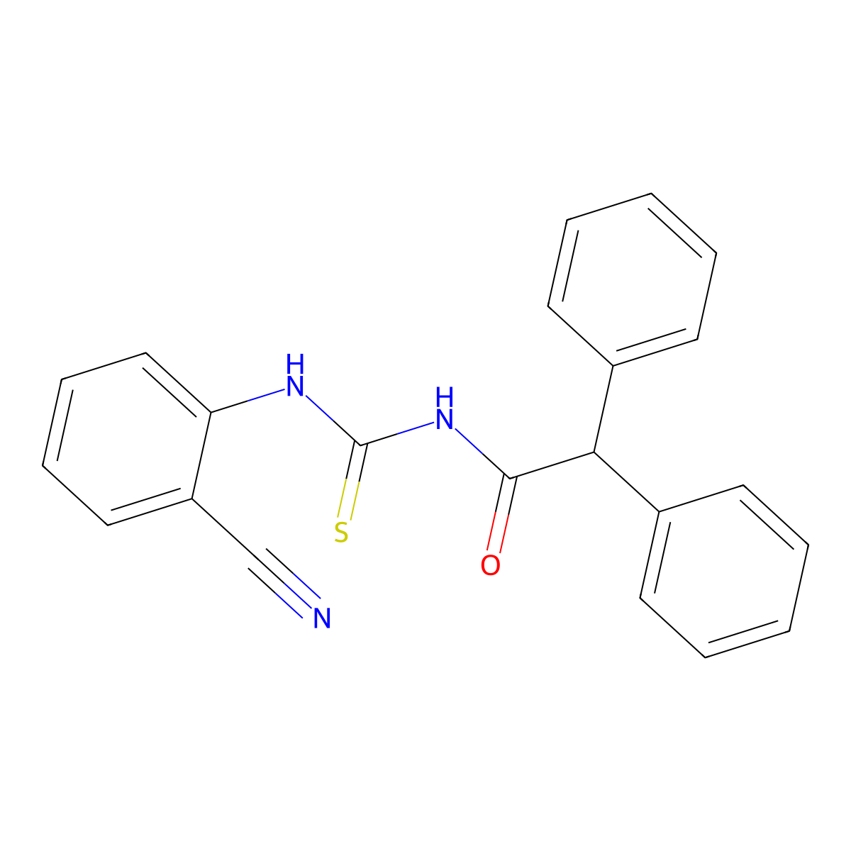 N-[(2-cyanophenyl)carbamothioyl]-2,2-diphenylacetamide molecular structure, CAS 642956-28-3