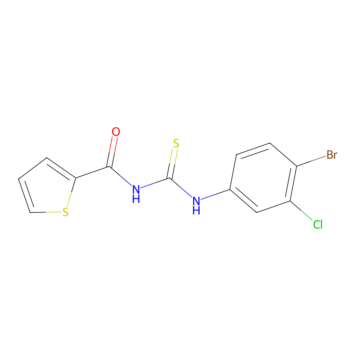 N-[(4-bromo-3-chlorophenyl)carbamothioyl]thiophene-2-carboxamide molecular structure, CAS 642956-61-4