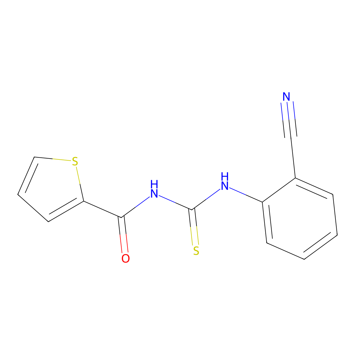 N-[(2-cyanophenyl)carbamothioyl]thiophene-2-carboxamide molecular structure, CAS 642956-65-8