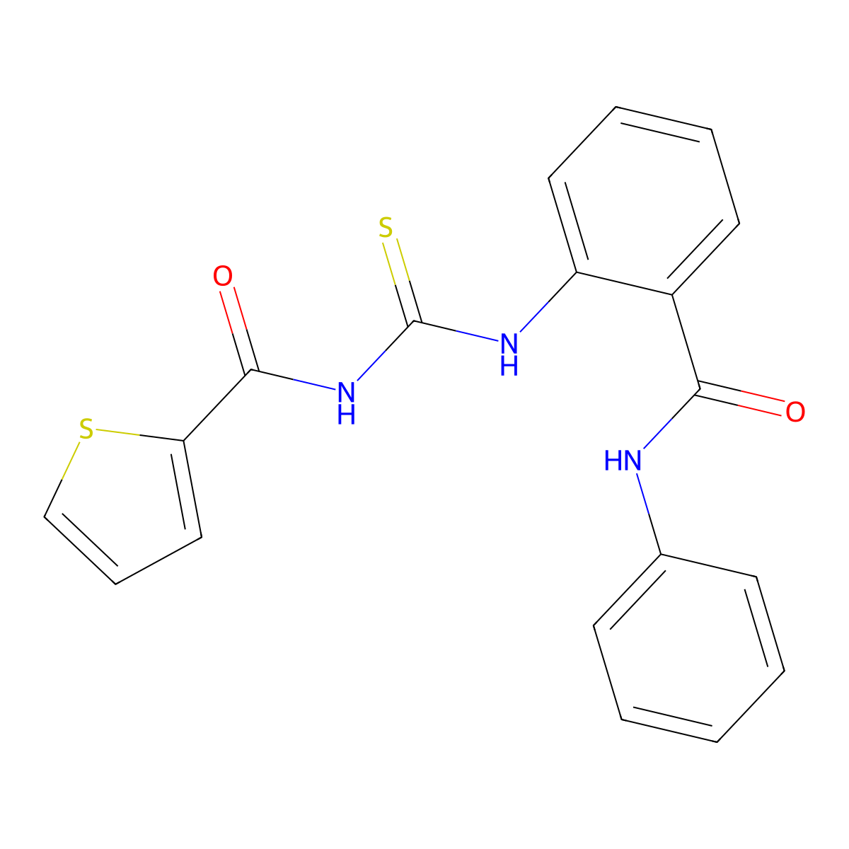 N-[[2-(phenylcarbamoyl)phenyl]carbamothioyl]thiophene-2-carboxamide molecular structure, CAS 642956-69-2