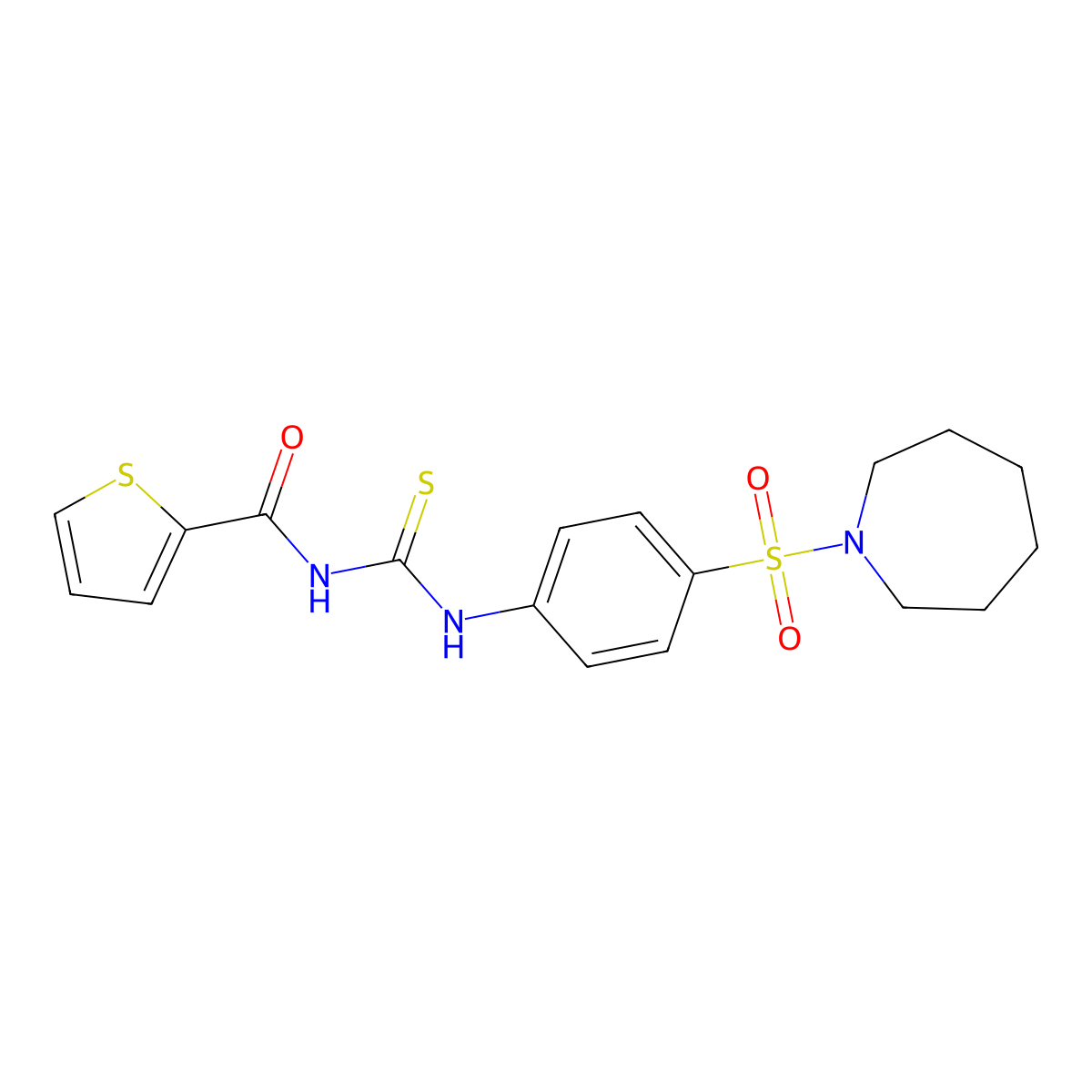 N-[[4-(azepan-1-ylsulfonyl)phenyl]carbamothioyl]thiophene-2-carboxamide molecular structure, CAS 642956-79-4