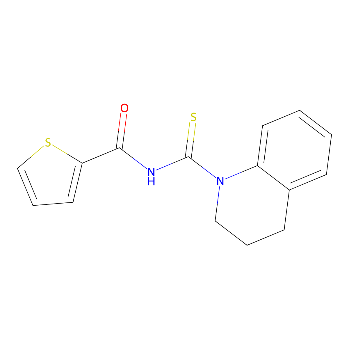 N-(3,4-dihydro-2H-quinoline-1-carbothioyl)thiophene-2-carboxamide molecular structure, CAS 642956-87-4