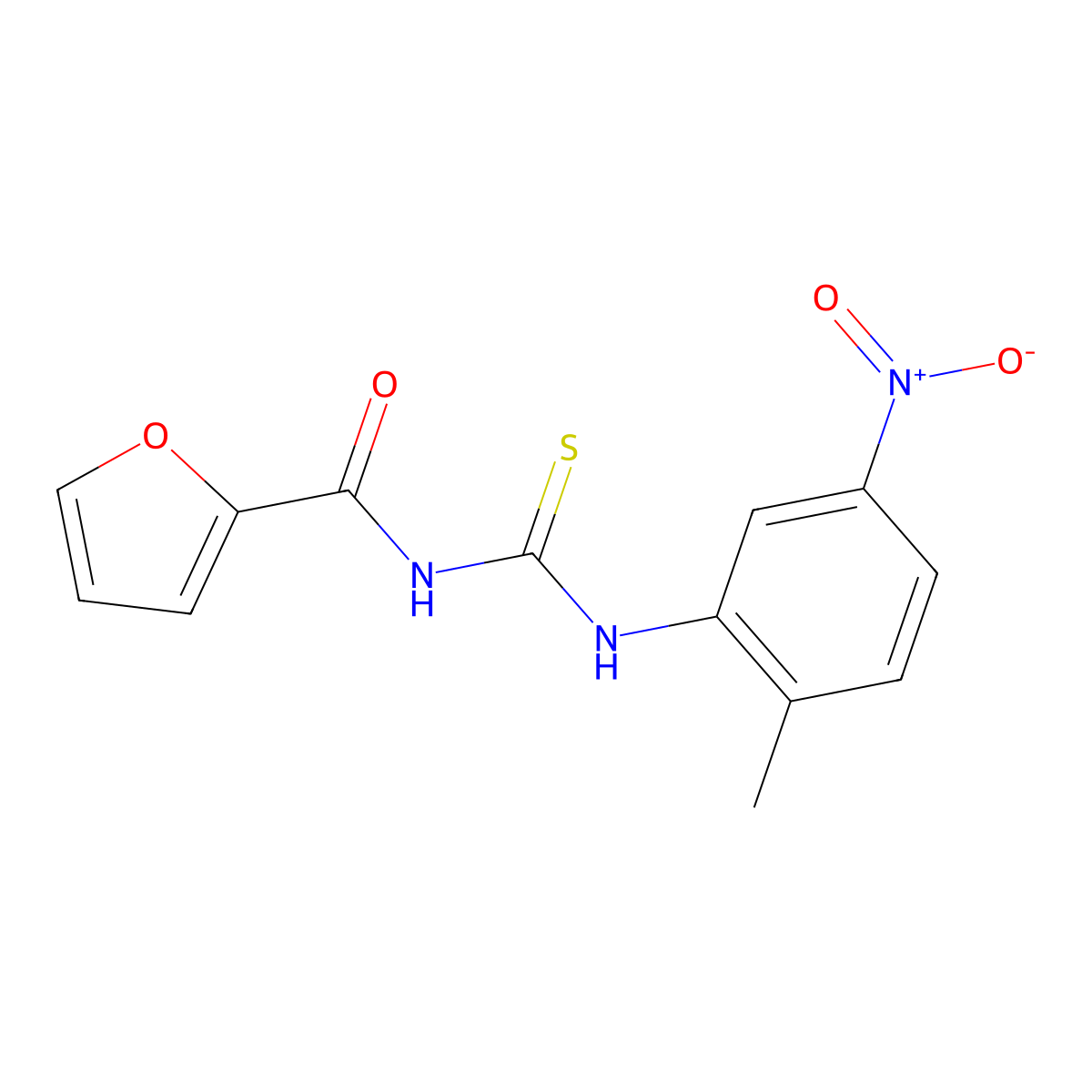 N-[(2-methyl-5-nitrophenyl)carbamothioyl]furan-2-carboxamide molecular structure, CAS 642957-40-2