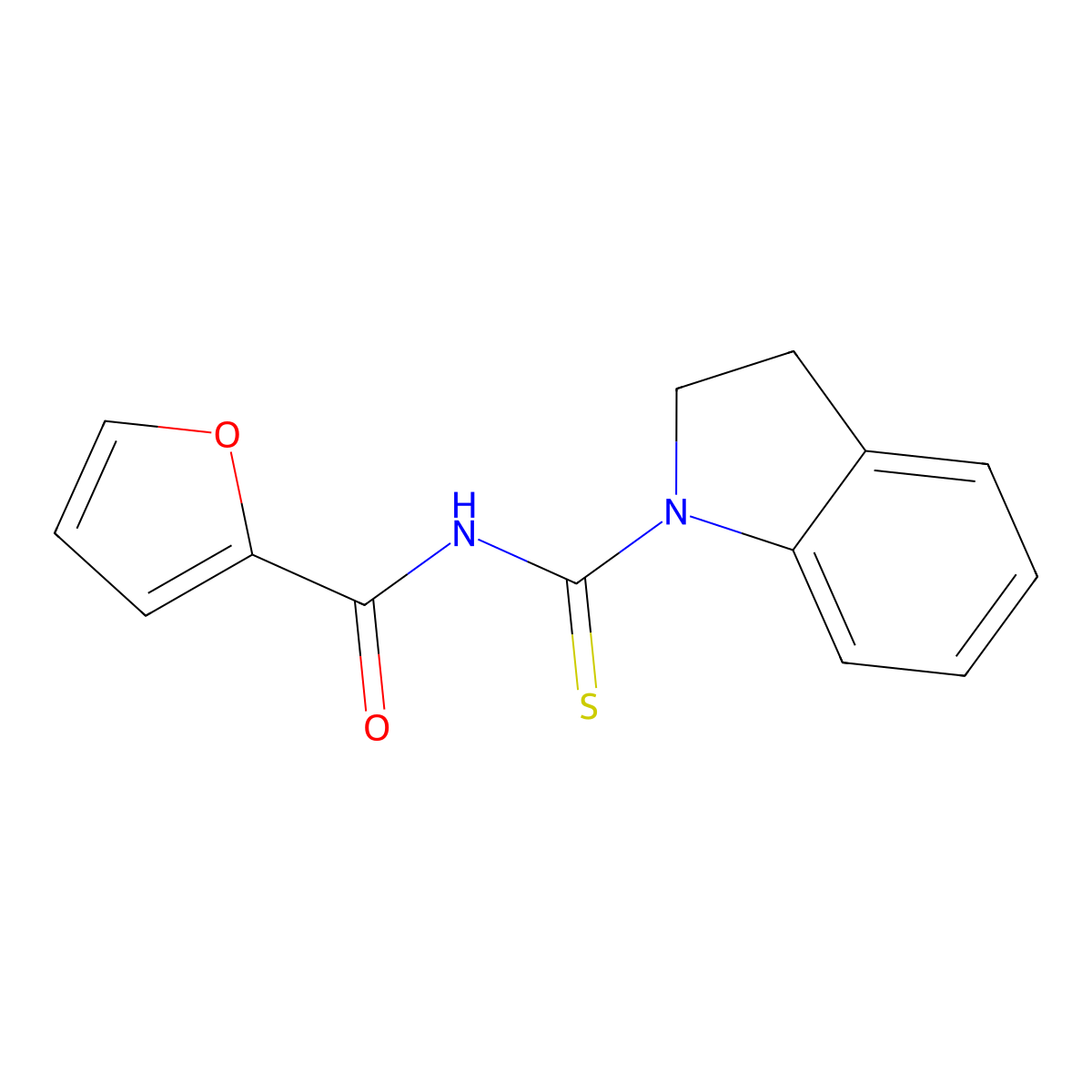 N-(2,3-dihydro-1H-indol-1-ylcarbonothioyl)-2-furamide molecular structure, CAS 642957-50-4