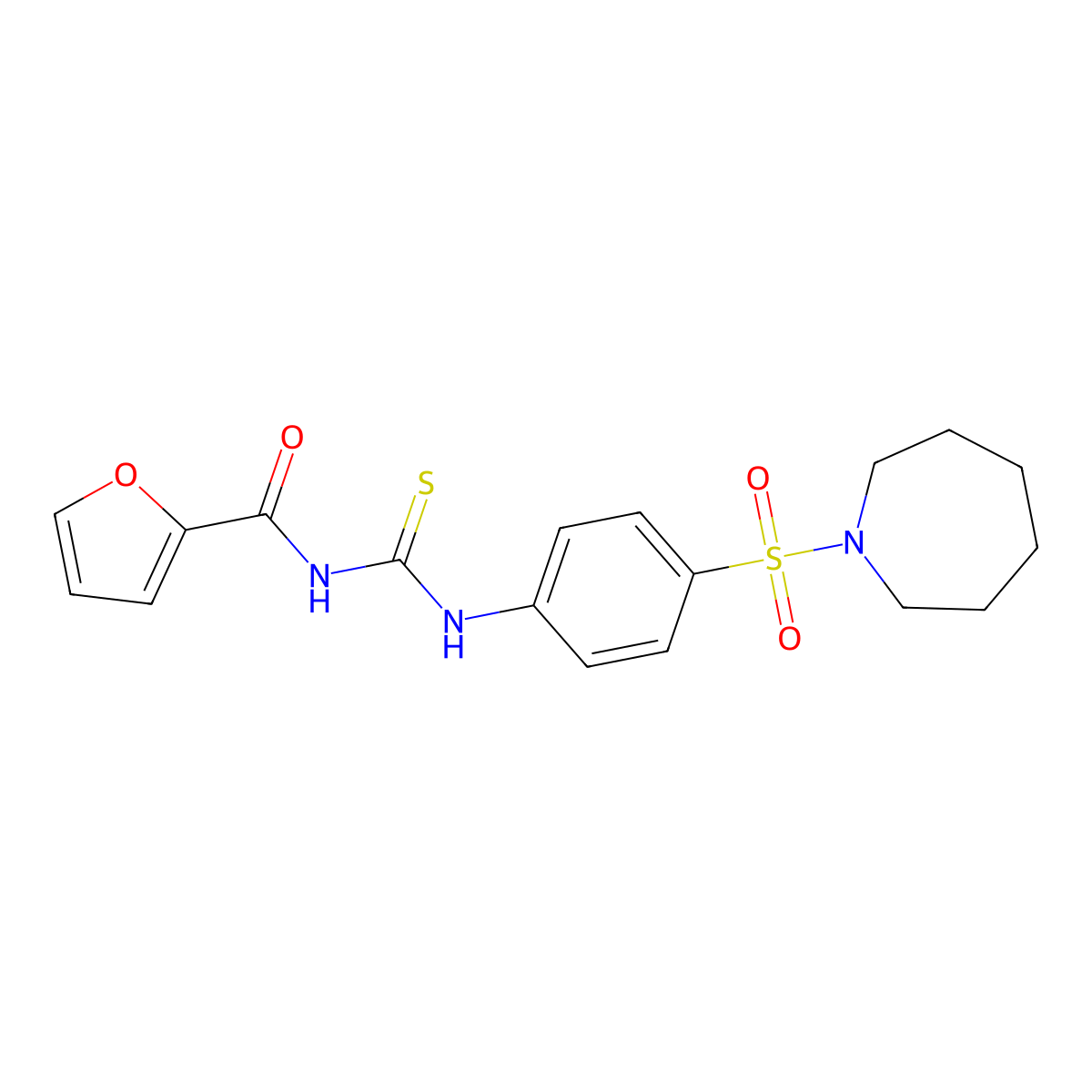 N-[4-(1-azepanylsulfonyl)phenyl]-N'-(2-furoyl)thiourea molecular structure, CAS 642957-52-6
