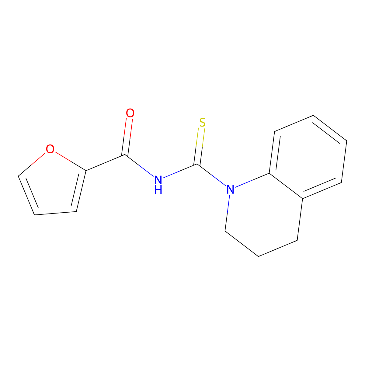 N-(3,4-dihydro-1(2H)-quinolinylcarbonothioyl)-2-furamide molecular structure, CAS 642957-58-2