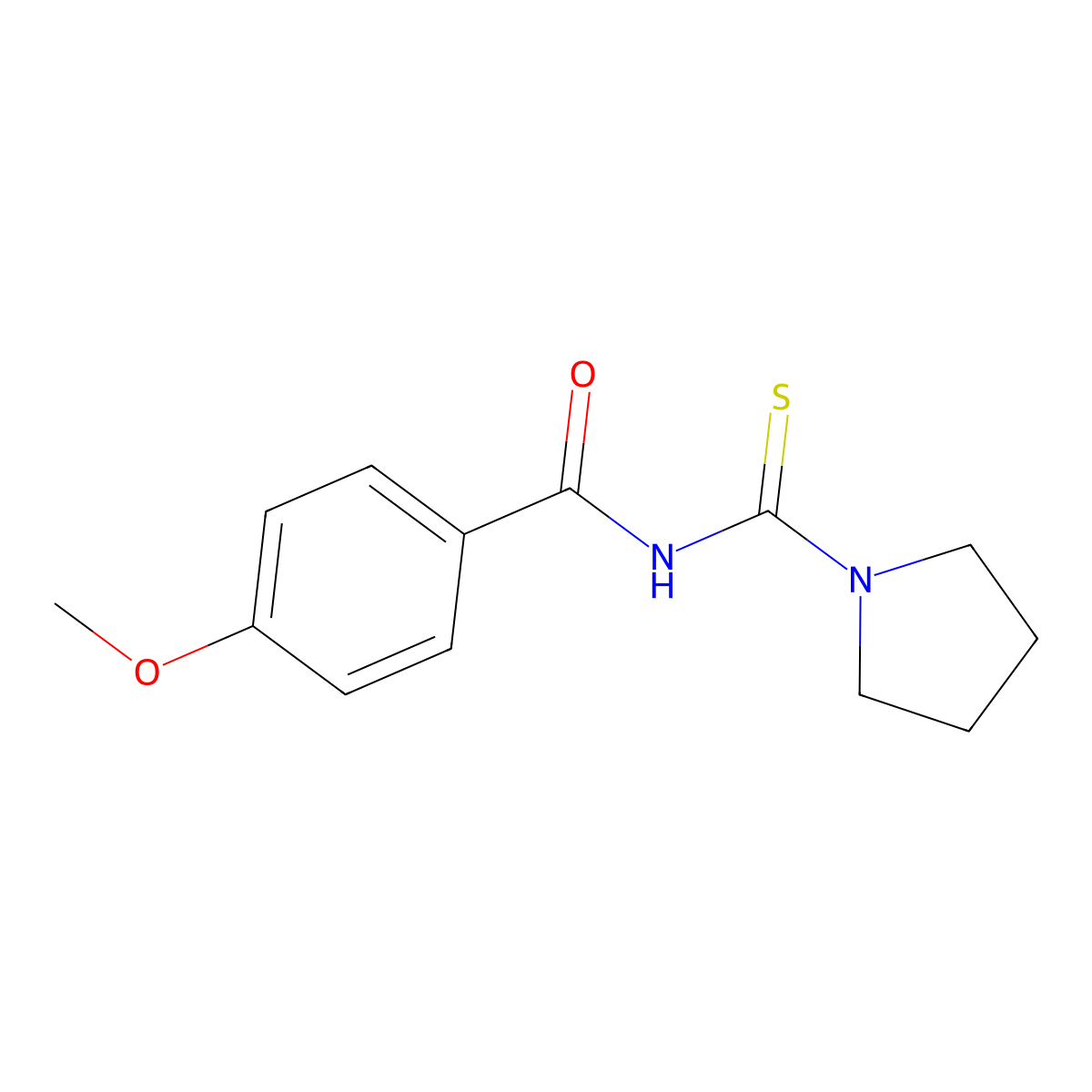 4-methoxy-N-(pyrrolidine-1-carbothioyl)benzamide molecular structure, CAS 642958-21-2