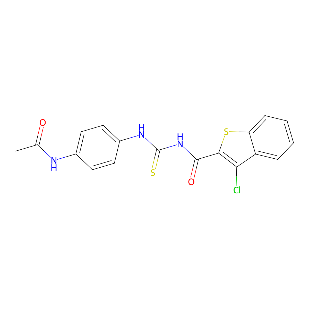 N-[(4-acetamidophenyl)carbamothioyl]-3-chloro-1-benzothiophene-2-carboxamide molecular structure, CAS 642958-42-7