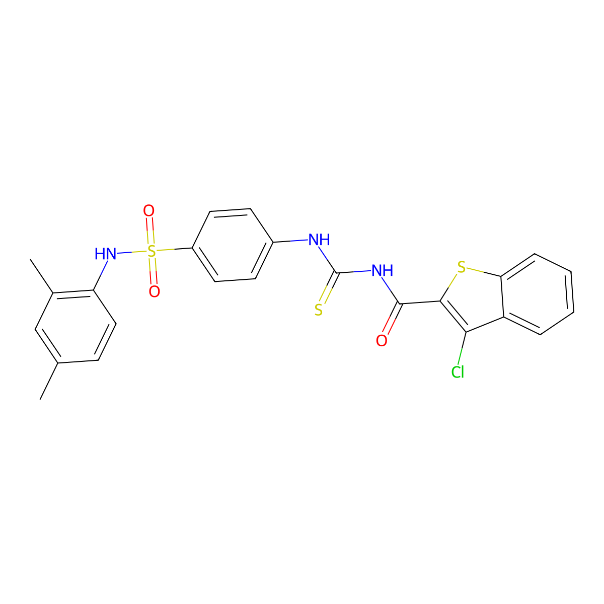 3-chloro-N-[[4-[(2,4-dimethylphenyl)sulfamoyl]phenyl]carbamothioyl]-1-benzothiophene-2-carboxamide molecular structure, CAS 642959-79-3