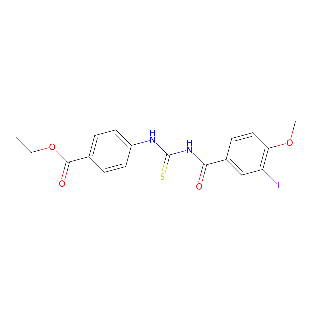 Ethyl 4-[(3-iodo-4-methoxybenzoyl)carbamothioylamino]benzoate molecular structure, CAS 642960-76-7