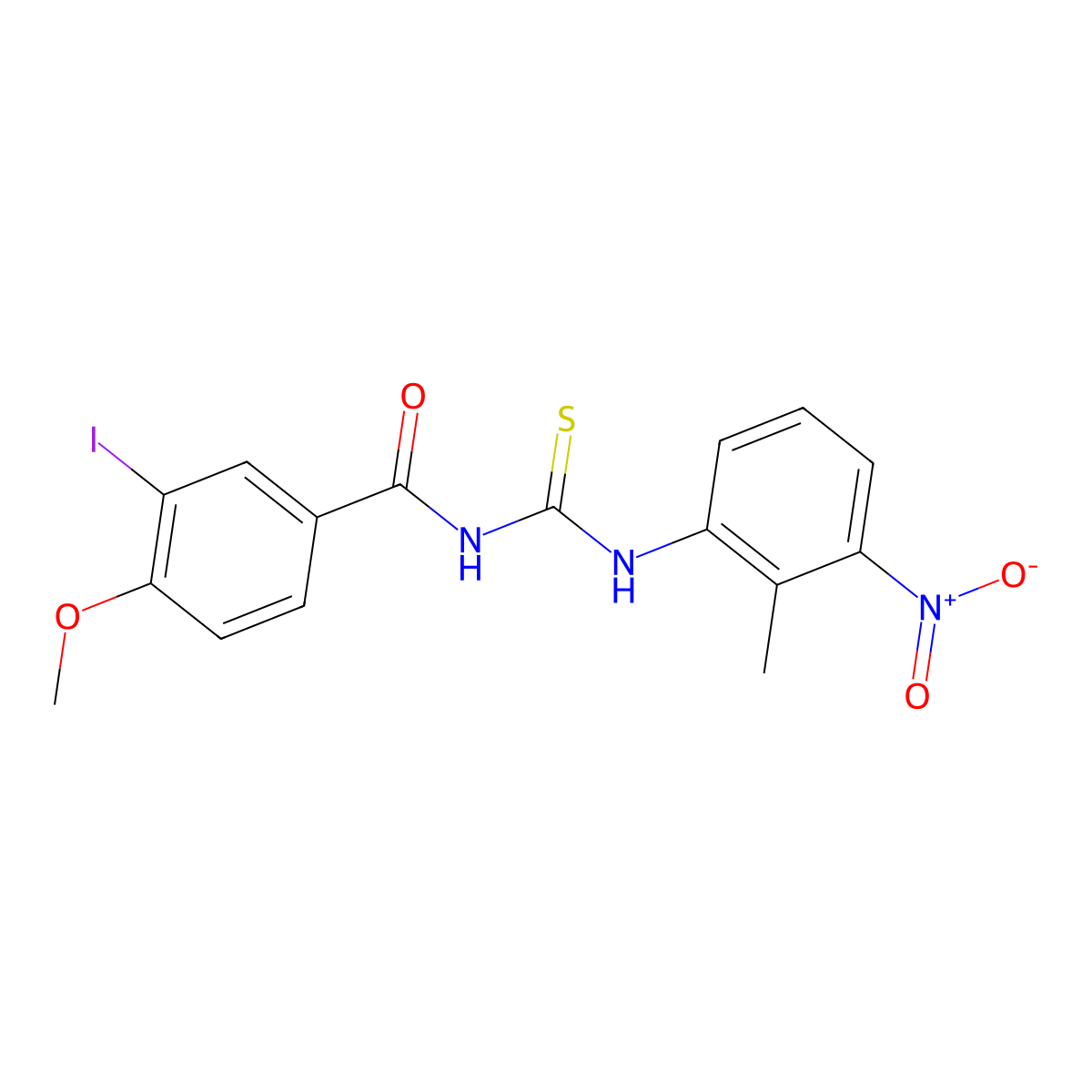 3-iodo-4-methoxy-N-[(2-methyl-3-nitrophenyl)carbamothioyl]benzamide molecular structure, CAS 642961-48-6