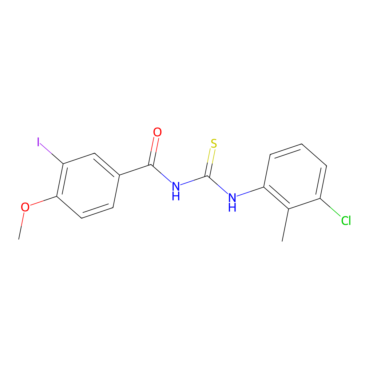 N-[(3-chloro-2-methylphenyl)carbamothioyl]-3-iodo-4-methoxybenzamide molecular structure, CAS 642961-54-4