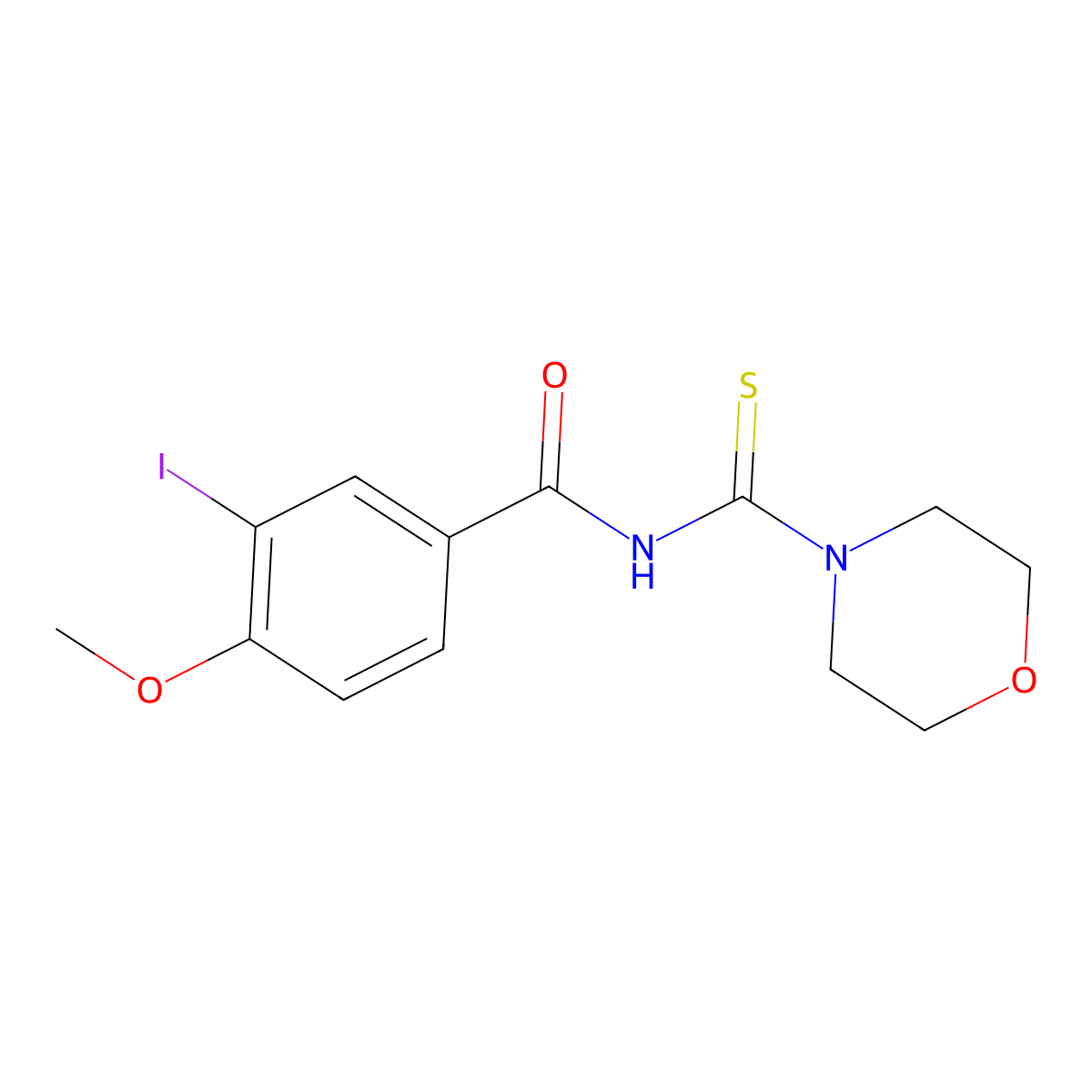 3-iodo-4-methoxy-N-(morpholine-4-carbothioyl)benzamide molecular structure, CAS 642961-70-4