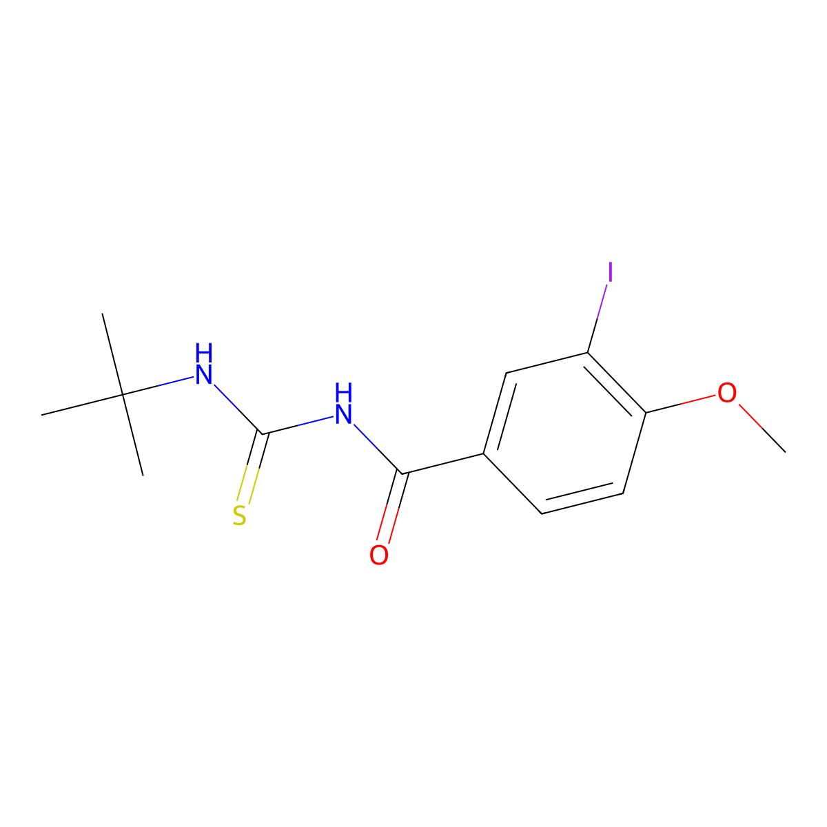 N-(tert-butylcarbamothioyl)-3-iodo-4-methoxybenzamide molecular structure, CAS 642961-80-6