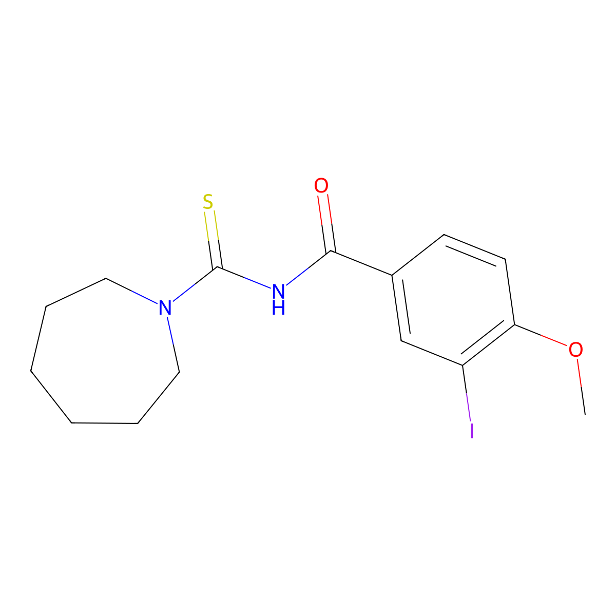 N-(azepane-1-carbothioyl)-3-iodo-4-methoxybenzamide molecular structure, CAS 642961-94-2