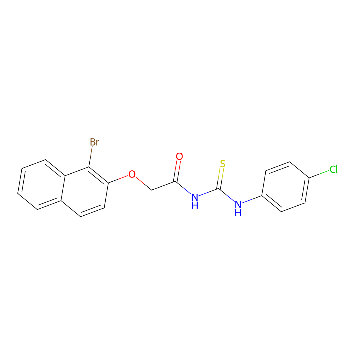 2-(1-bromonaphthalen-2-yl)oxy-N-[(4-chlorophenyl)carbamothioyl]acetamide molecular structure, CAS 642961-97-5