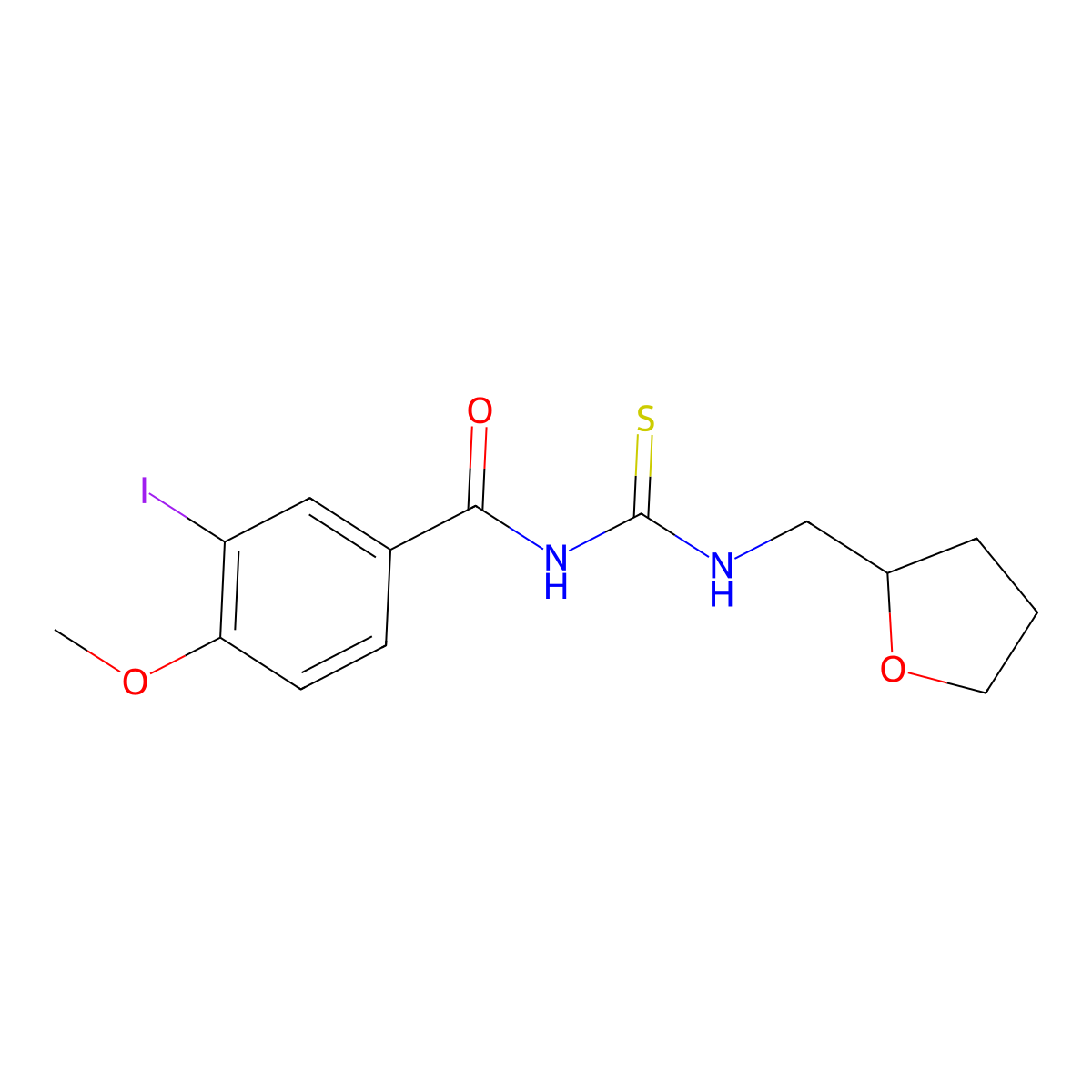 3-iodo-4-methoxy-N-(oxolan-2-ylmethylcarbamothioyl)benzamide molecular structure, CAS 642962-12-7