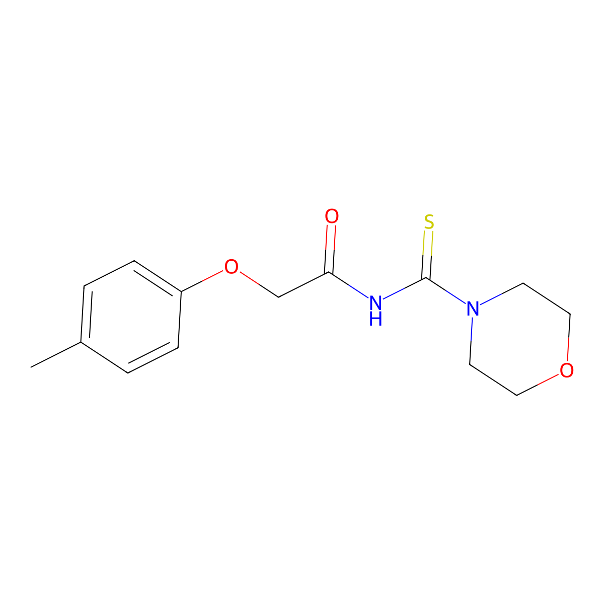 2-(4-methylphenoxy)-N-(morpholine-4-carbothioyl)acetamide molecular structure, CAS 642963-02-8