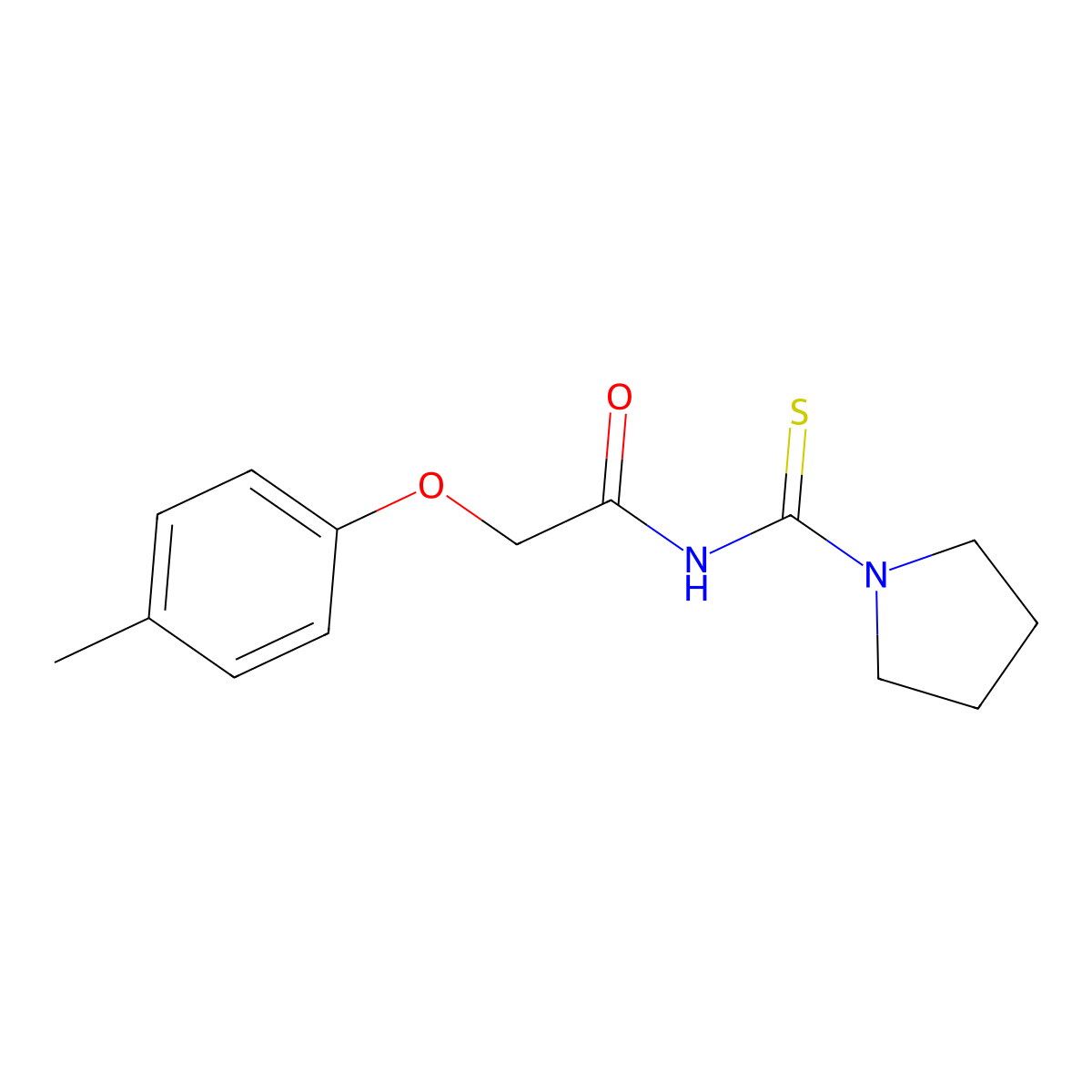 2-(4-methylphenoxy)-N-(pyrrolidine-1-carbothioyl)acetamide molecular structure, CAS 642963-46-0