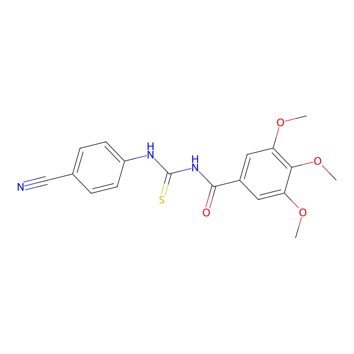 N-[(4-cyanophenyl)carbamothioyl]-3,4,5-trimethoxybenzamide molecular structure, CAS 642963-82-4
