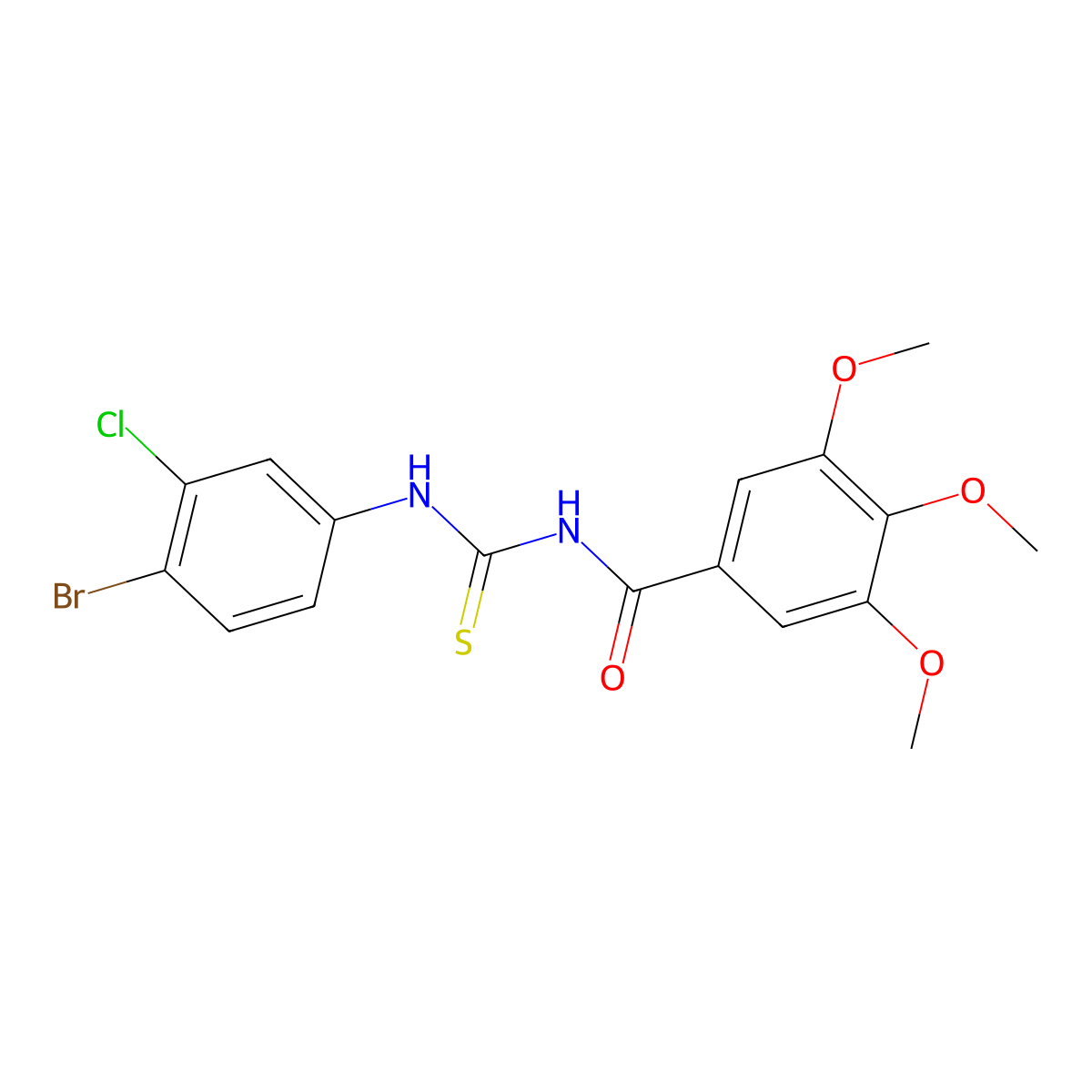 N-[(4-bromo-3-chlorophenyl)carbamothioyl]-3,4,5-trimethoxybenzamide molecular structure, CAS 642963-85-7