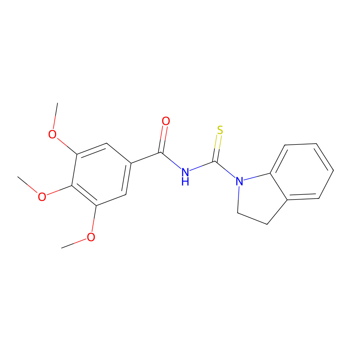 N-(2,3-dihydro-1H-indol-1-ylcarbonothioyl)-3,4,5-trimethoxybenzamide molecular structure, CAS 642964-33-8