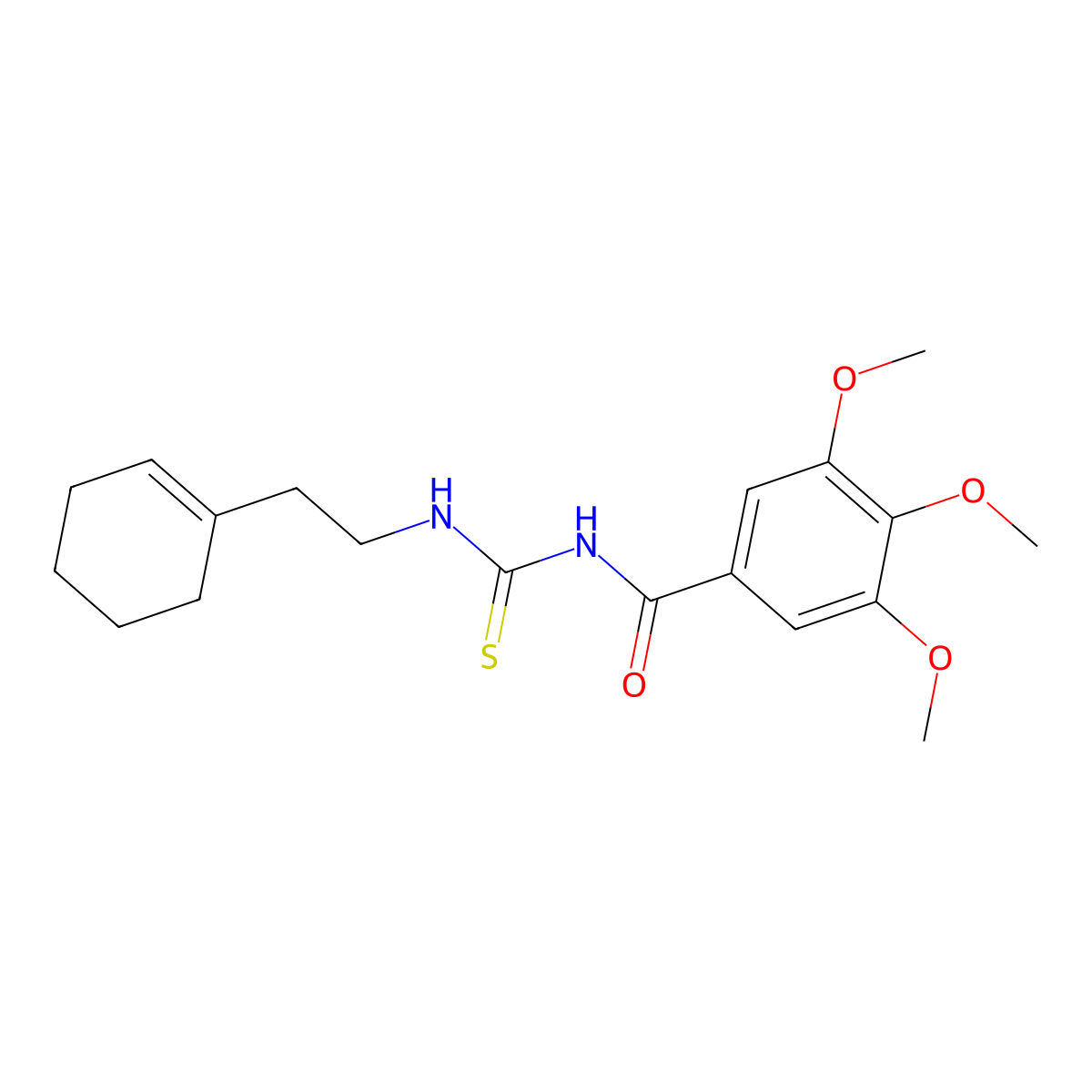 N-[2-(cyclohexen-1-yl)ethylcarbamothioyl]-3,4,5-trimethoxybenzamide molecular structure, CAS 642964-70-3
