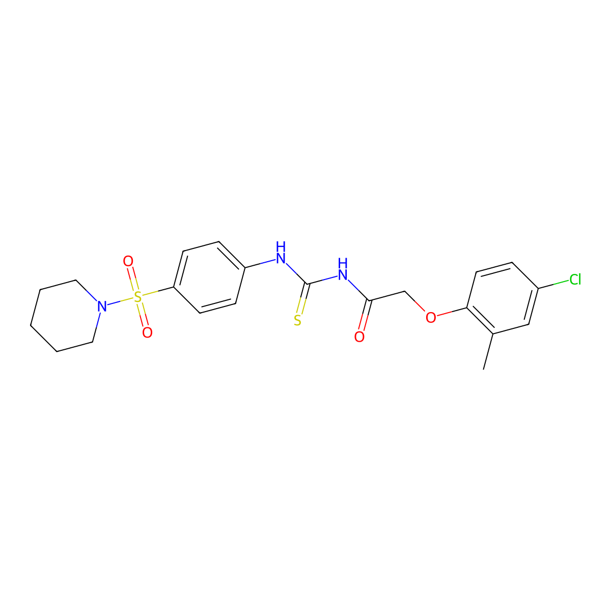 2-(4-chloro-2-methylphenoxy)-N-[(4-piperidin-1-ylsulfonylphenyl)carbamothioyl]acetamide molecular structure, CAS 642965-69-3