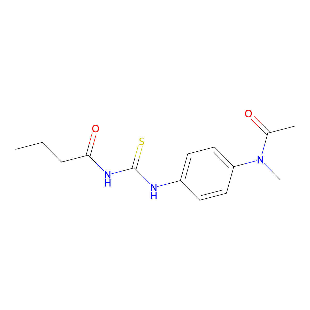 N-[[4-[acetyl(methyl)amino]phenyl]carbamothioyl]butanamide molecular structure, CAS 642968-28-3