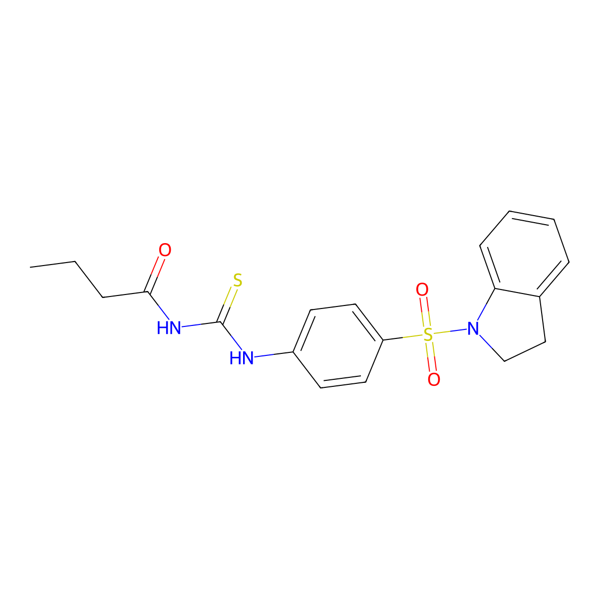 N-[[4-(2,3-dihydroindol-1-ylsulfonyl)phenyl]carbamothioyl]butanamide molecular structure, CAS 642968-88-5