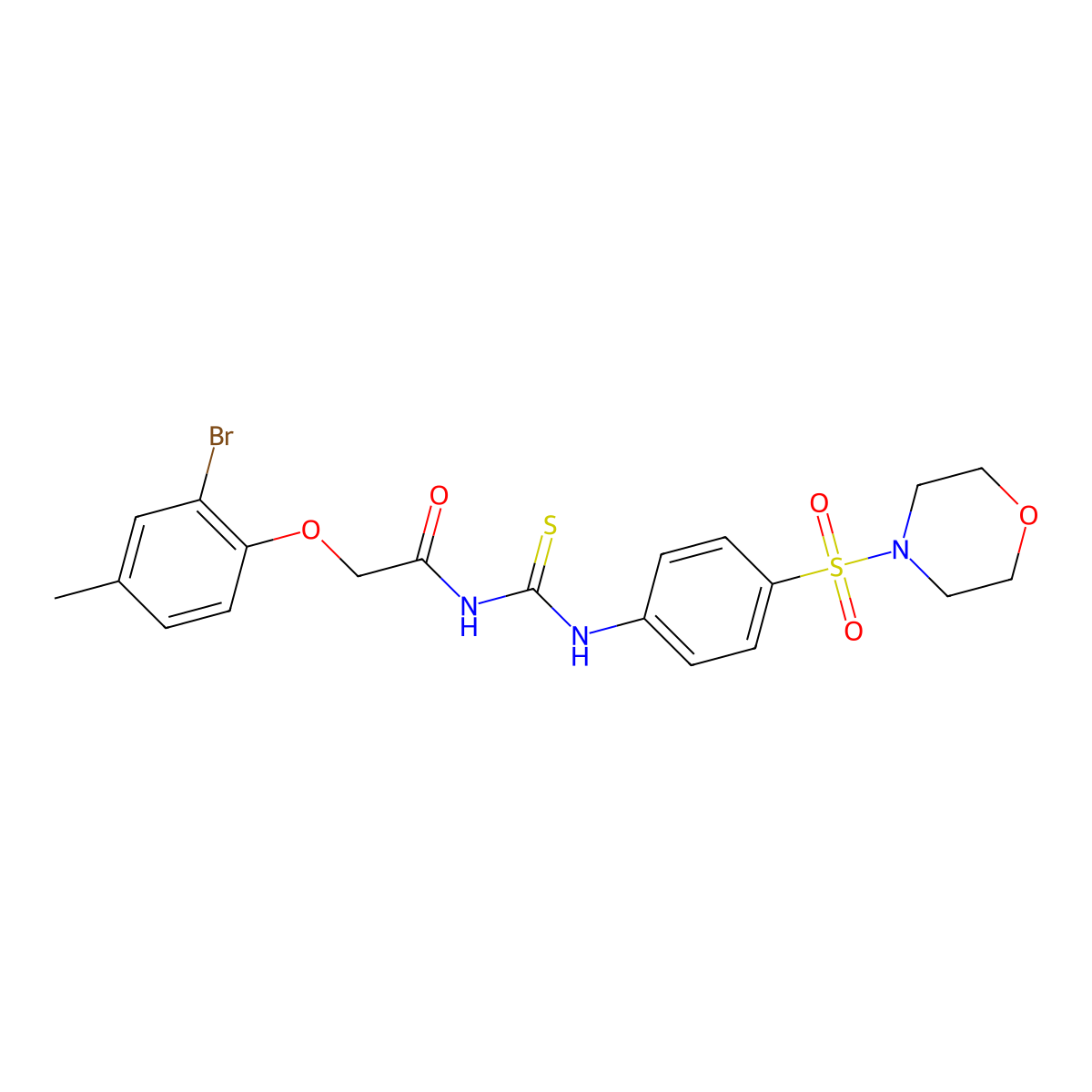 2-(2-bromo-4-methylphenoxy)-N-[(4-morpholin-4-ylsulfonylphenyl)carbamothioyl]acetamide molecular structure, CAS 642968-98-7