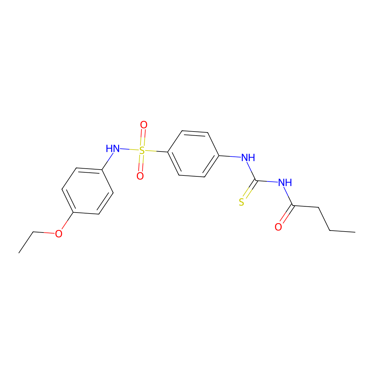 N-{[(4-{[(4-ethoxyphenyl)amino]sulfonyl}phenyl)amino]carbonothioyl}butanamide molecular structure, CAS 642969-27-5