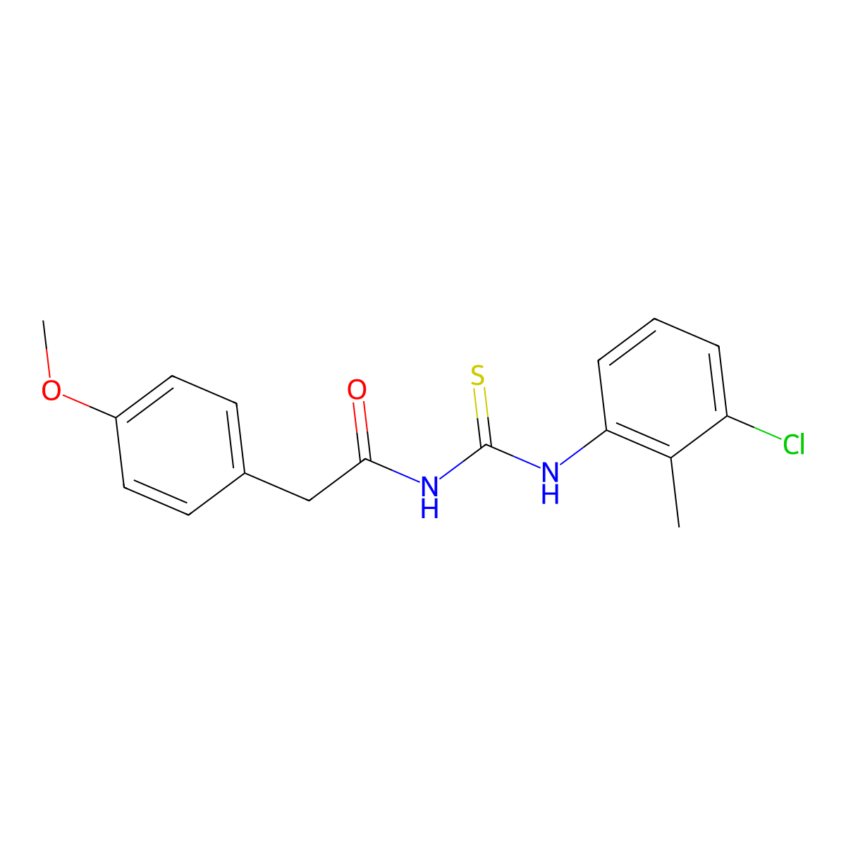 N-[(3-chloro-2-methylphenyl)carbamothioyl]-2-(4-methoxyphenyl)acetamide molecular structure, CAS 642970-61-4