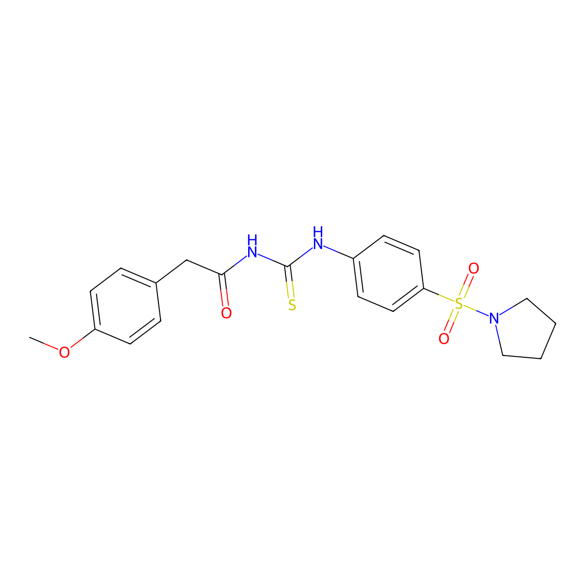 2-(4-methoxyphenyl)-N-[(4-pyrrolidin-1-ylsulfonylphenyl)carbamothioyl]acetamide molecular structure, CAS 642971-46-8