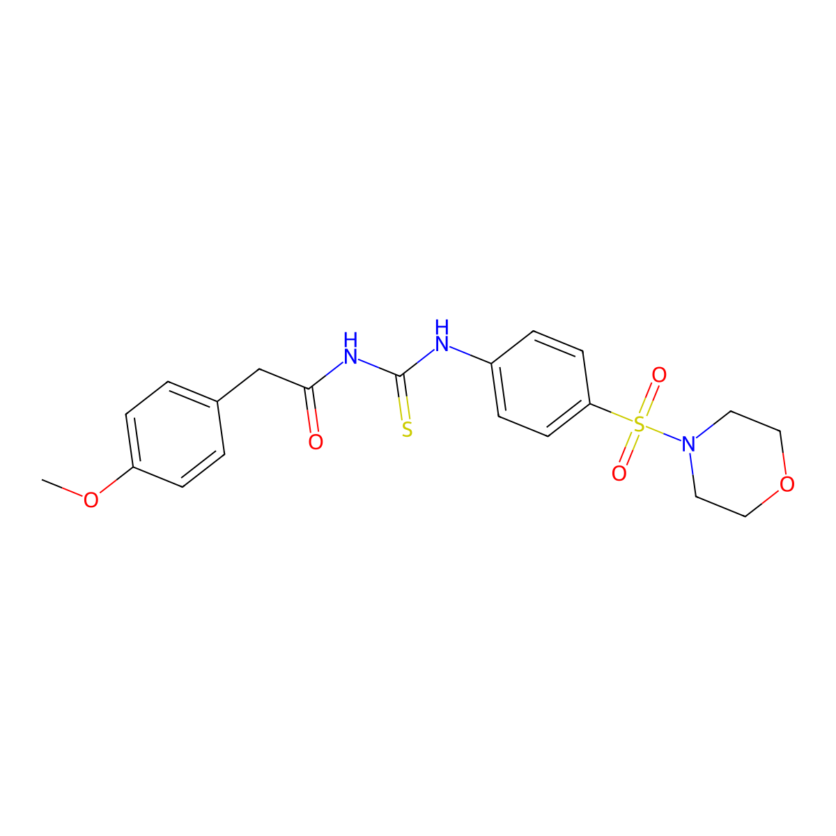 2-(4-methoxyphenyl)-N-[(4-morpholin-4-ylsulfonylphenyl)carbamothioyl]acetamide molecular structure, CAS 642971-55-9