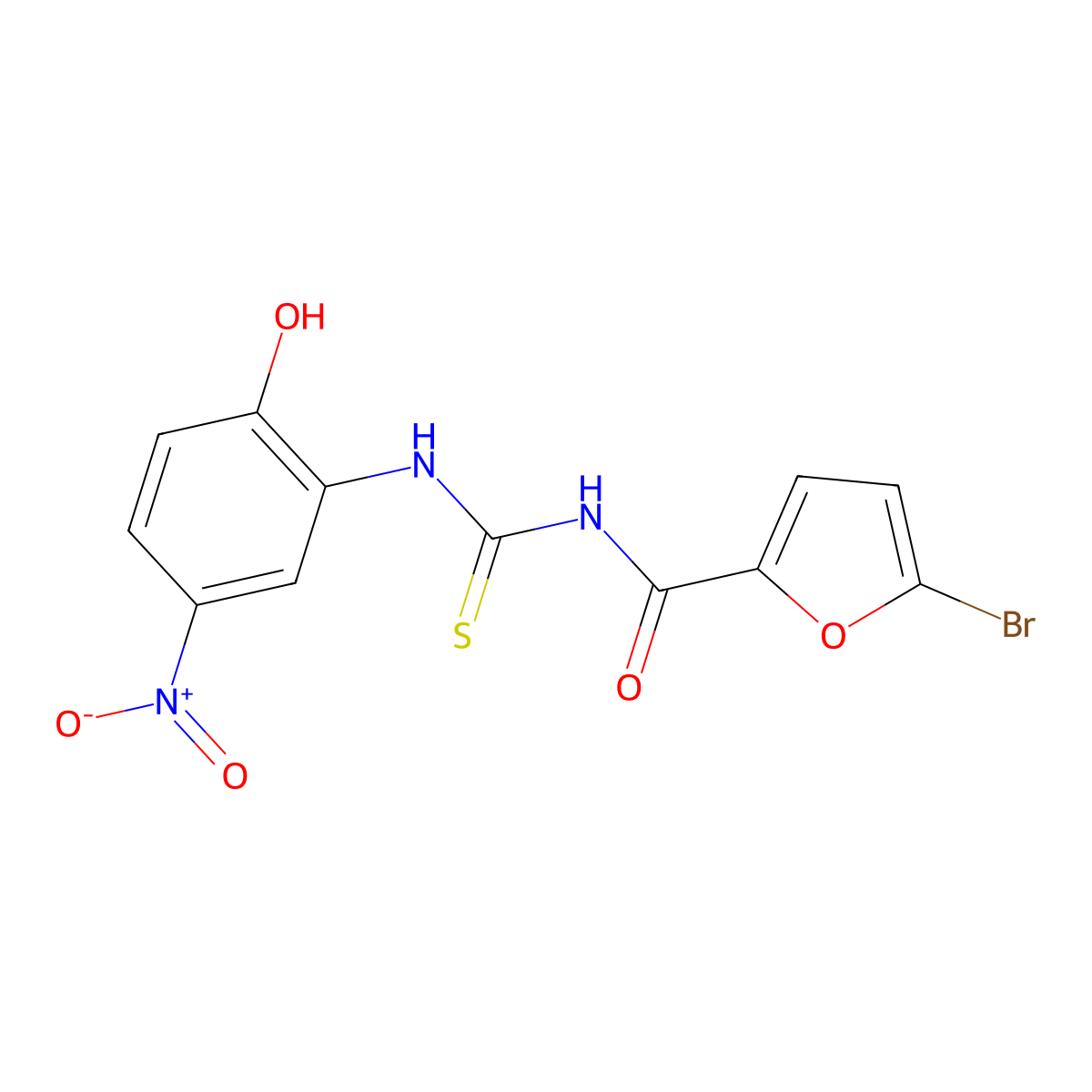 5-bromo-N-[(2-hydroxy-5-nitrophenyl)carbamothioyl]furan-2-carboxamide molecular structure, CAS 642973-52-2
