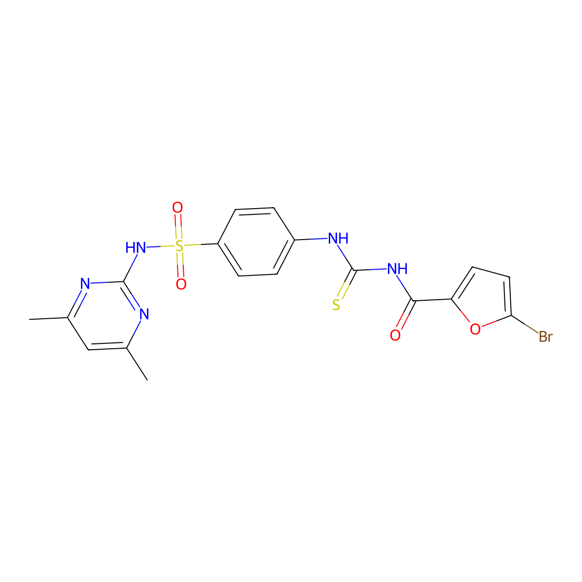 5-bromo-N-[[4-[(4,6-dimethylpyrimidin-2-yl)sulfamoyl]phenyl]carbamothioyl]furan-2-carboxamide molecular structure, CAS 642973-72-6