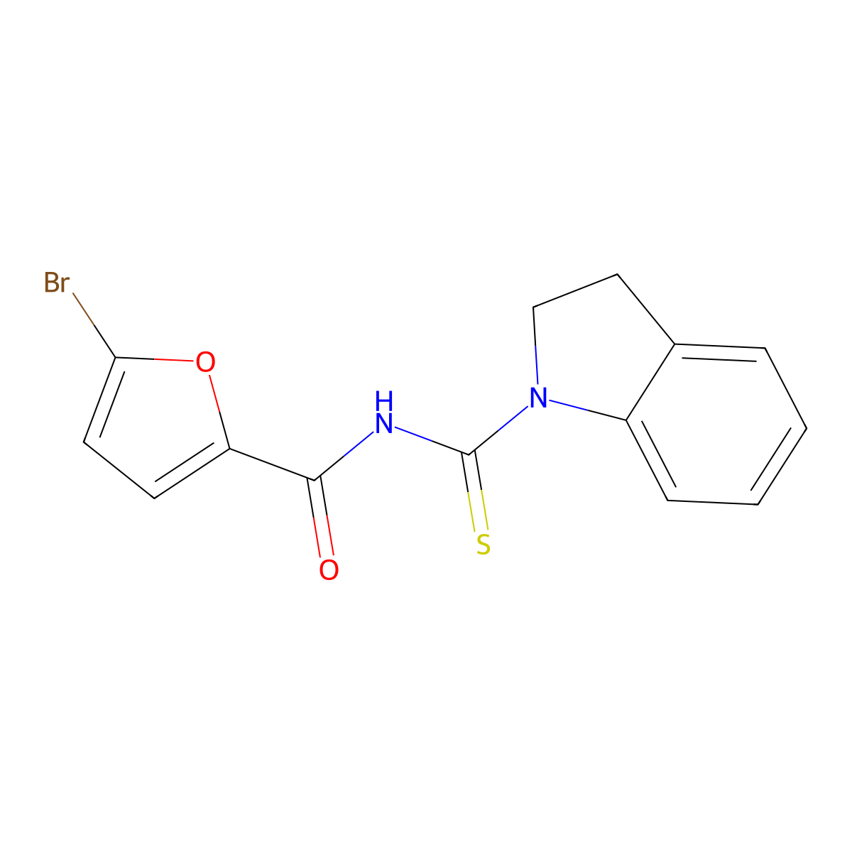 5-bromo-N-(2,3-dihydroindole-1-carbothioyl)furan-2-carboxamide molecular structure, CAS 642973-76-0